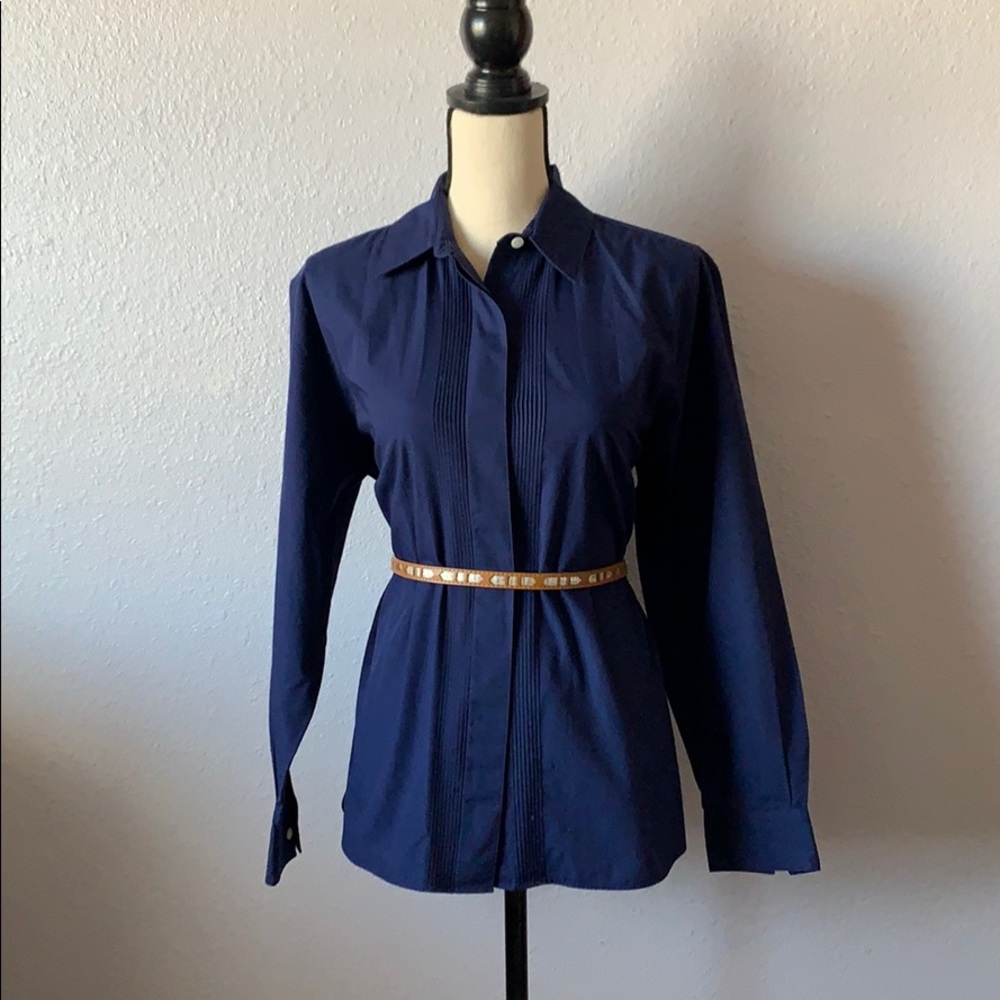 Navy blue button down shirt